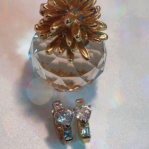 925 China Gold Plated CZ Heart Earrings